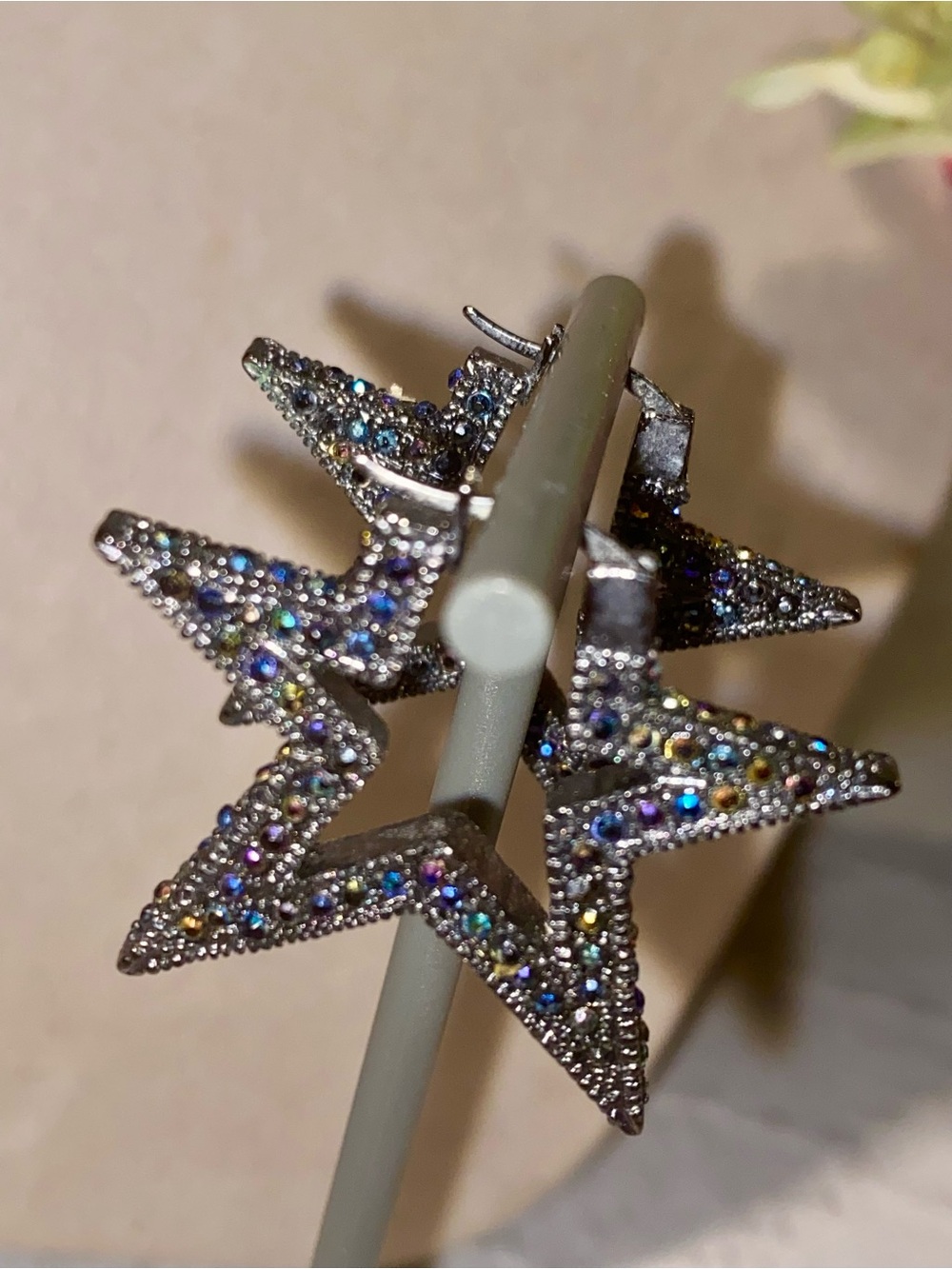 Star-Shaped Multicolor Crystal Hoop Earrings - Women Accessories